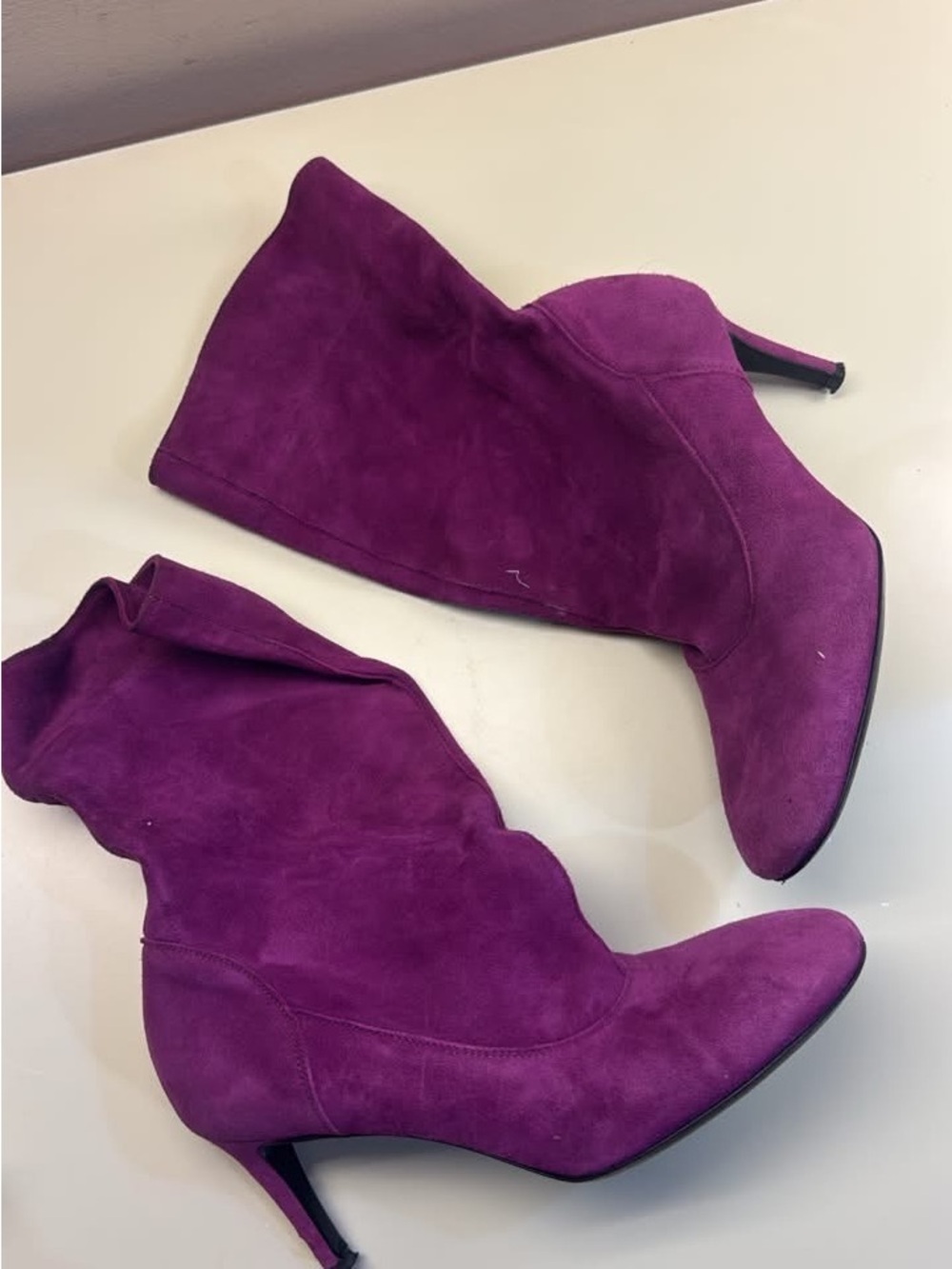 Agl Purple Suede Mid-Calf Heeled Boots